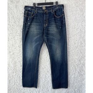 PRPS Goods & Co Jeans 36x33 Dark Wash Straight Leg Distressed Streetwear Premium